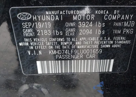 2020 Hyundai Elantra Se z USA, uszkodzony, nr VIN KMHD74LF9LU001659